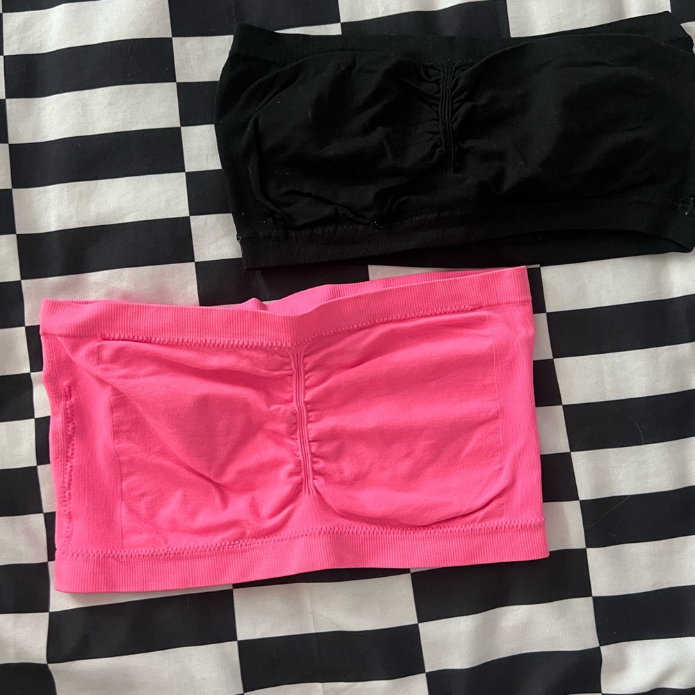 Bundle S/M Black and Pink Strapless Bandeau Bras